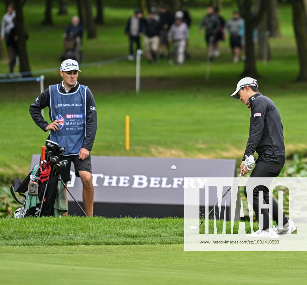 2nd July 2023; The Belfry, Sutton Coldfield, West Midlands, England: Betfred British Masters Golf, Day 4; Jazz Janewattananond chips onto the 12th green ActionPlus12526220 GodfreyxPitt