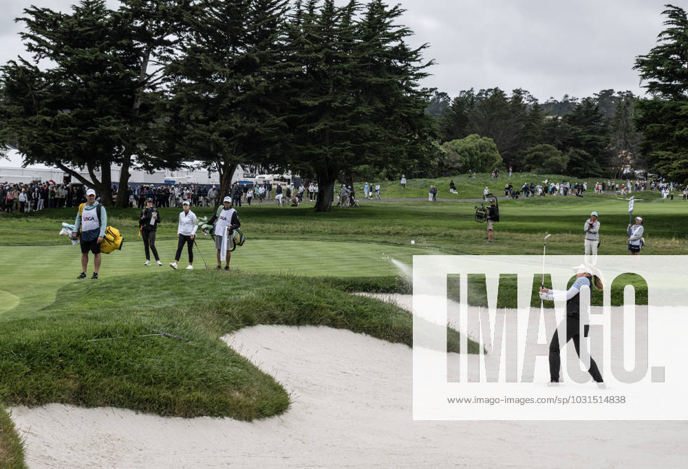 Brooke Henderson of Canada hits out of a trap to the second green in round one of the Women s U.S. Open at Pebble Beach, California on Thursday, July 6, 2023. PBP2023070623 TERRYxSCHMITT