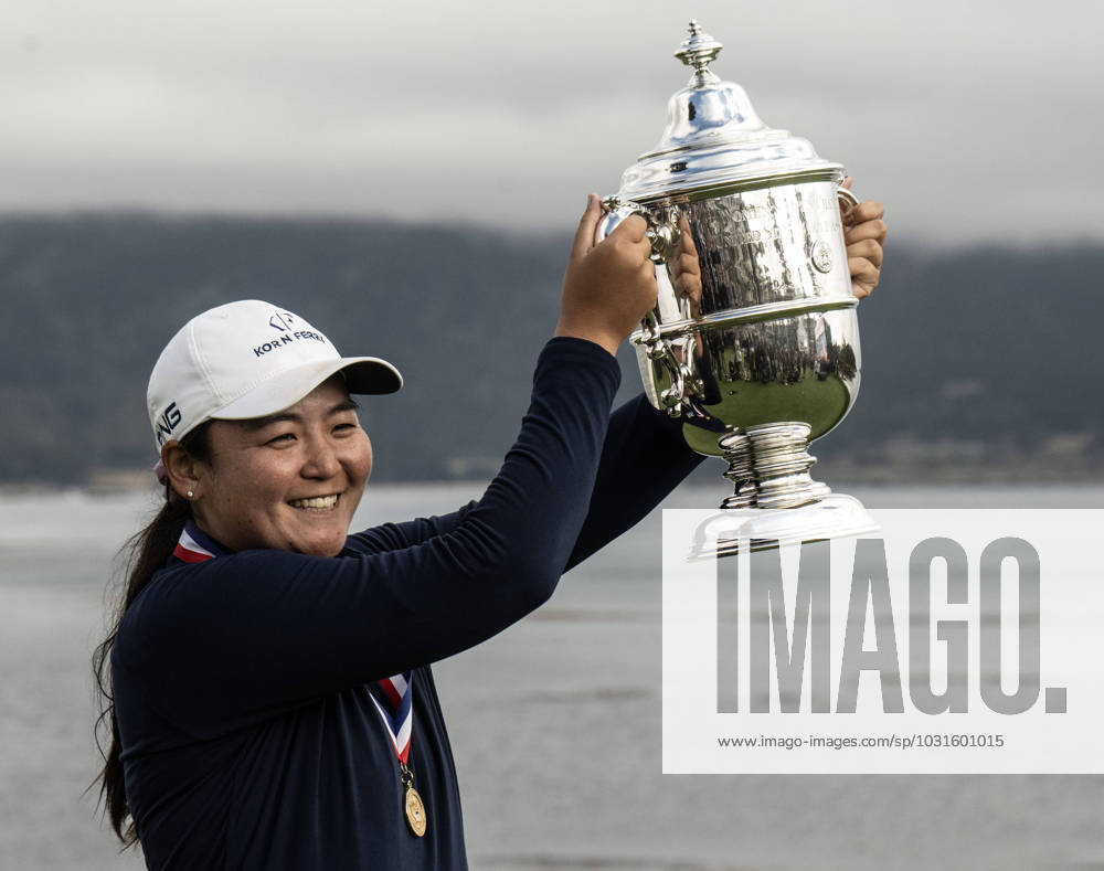 KW27 Allison Corpuz of Kapolei, Hawaii holds the trophy after winning the Women s U.S. Open in Pebble Beach, California on Sunday, July 9, 2023. Corpuz won the Open with a 9 under par 279. PBP2023070928 TERRYxSCHMITT