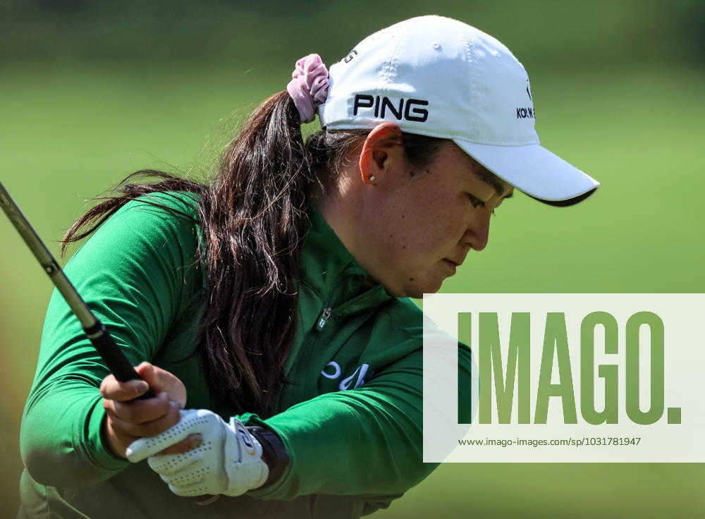 DANA Open Alisen Corpuz of Kapolei, Hawaii hits from the 3rd tee during the second round of the Dana Open golf tournament at Highland Meadows Golf Club in Sylvania, Ohio USA, on Friday, July 14, 2023. Sylvania Ohio United States