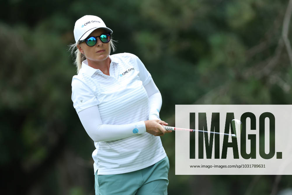 Dana Open Sarah Kemp of Australia tees off on the second tee during Day Two of the Dana Open at Highland Meadows Golf Club in Sylvania, Ohio USA, on Friday, July 14, 2023. Sylvania Ohio United States