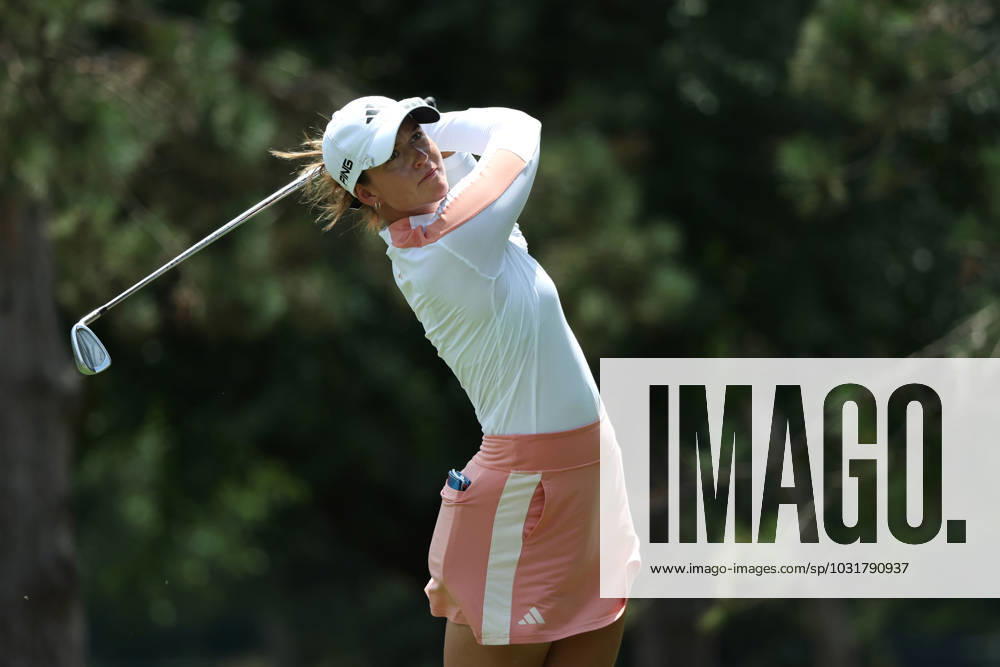 Dana Open Linn Grant of Sweden tees off on the second tee during Day Two of the Dana Open at Highland Meadows Golf Club in Sylvania, Ohio USA, on Friday, July 14, 2023. Sylvania Ohio United States