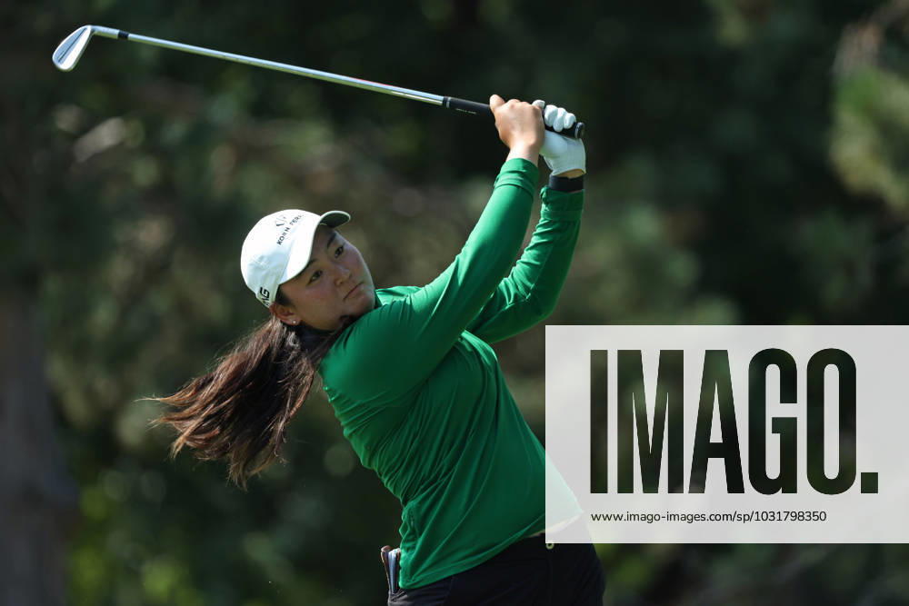 Dana Open Allisen Corpuz tees off on the second hole during Day Two of the Dana Open at Highland Meadows Golf Club in Sylvania, Ohio USA, on Friday, July 14, 2023. Sylvania Ohio United States