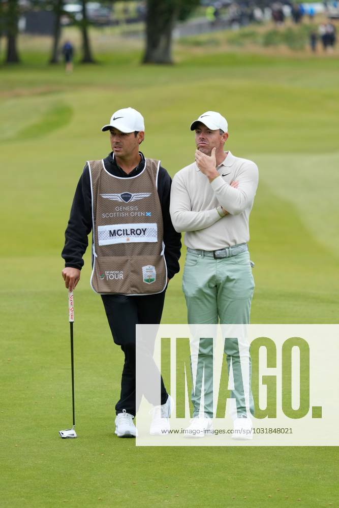 Mandatory Credit: Photo by Stuart Wallace Shutterstock (14003901ad) Rory McIlroy (NIR) on the 1st green with caddie Harry Diamond during the final round. Genesis Scottish Open, Day Four, Golf, The Renaissance Club, North Berwick, UK - 16 Jul 2023 Genesis Scottish Open, Day Four, Golf, The Renaissance Club, North Berwick, UK - 16 Jul 2023