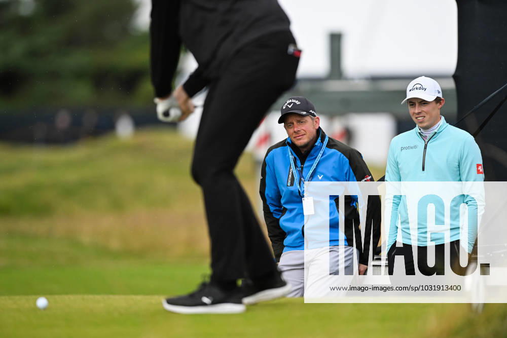 Mandatory Credit: Photo by Greig Cowie Shutterstock (14012011bg) Matt Fitzpatrick watches playing partner Haydn Barron tee off on the second tee The British Open Championship, Practice, Golf, Royal Liverpool Golf Club, Liverpool, UK - 17 Jul 2023 The British Open Championship, Practice, Golf, Royal Liverpool Golf Club, Liverpool, UK - 17 Jul 2023