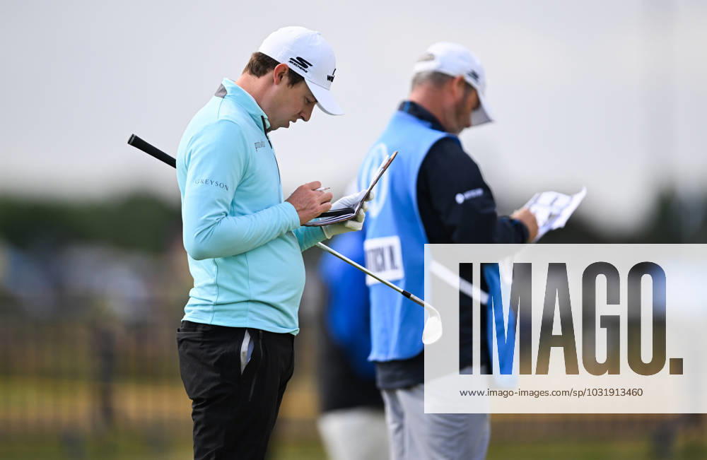 Mandatory Credit: Photo by Greig Cowie Shutterstock (14012011cc) Matt Fitzpatrick and Caddy Billy Foster on the 1st Green The British Open Championship, Practice, Golf, Royal Liverpool Golf Club, Liverpool, UK - 17 Jul 2023 The British Open Championship, Practice, Golf, Royal Liverpool Golf Club, Liverpool, UK - 17 Jul 2023