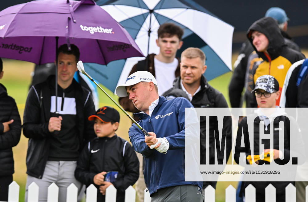 Mandatory Credit: Photo by Greig Cowie Shutterstock (14012011cq) Justin Thomas practices The British Open Championship, Practice, Golf, Royal Liverpool Golf Club, Liverpool, UK - 17 Jul 2023 The British Open Championship, Practice, Golf, Royal Liverpool Golf Club, Liverpool, UK - 17 Jul 2023
