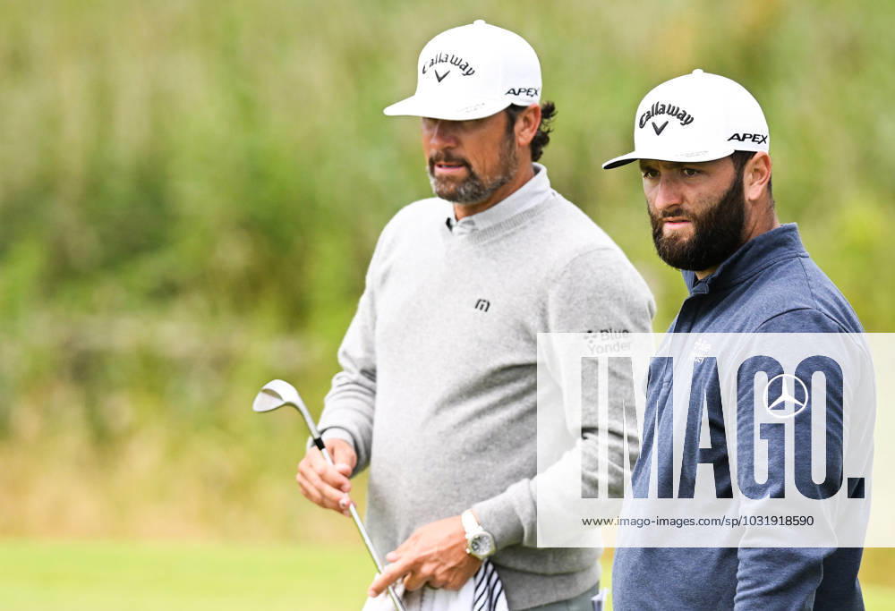 Mandatory Credit: Photo by Greig Cowie Shutterstock (14012011dv) Jon Rahm on the 13th Green The British Open Championship, Practice, Golf, Royal Liverpool Golf Club, Liverpool, UK - 17 Jul 2023 The British Open Championship, Practice, Golf, Royal Liverpool Golf Club, Liverpool, UK - 17 Jul 2023