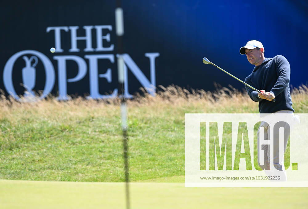 Mandatory Credit: Photo by Greig Cowie Shutterstock (14012011fk) Rory McIlroy chips on the 1st Green The British Open Championship, Practice, Golf, Royal Liverpool Golf Club, Liverpool, UK - 17 Jul 2023 The British Open Championship, Practice, Golf, Royal Liverpool Golf Club, Liverpool, UK - 17 Jul 2023