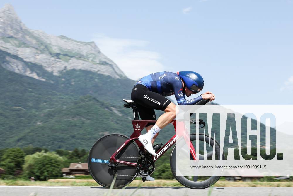 Swiss Stefan Kung of Groupama-FDJ pictured in action during stage 16 of the Tour de France cycling race, an individual time trial from Passy to Combloux (22,4 km), France, Tuesday 18 July 2023. This year s Tour de France takes place from 01 to 23 July 2023. DAVIDxPINTENS x70762799x