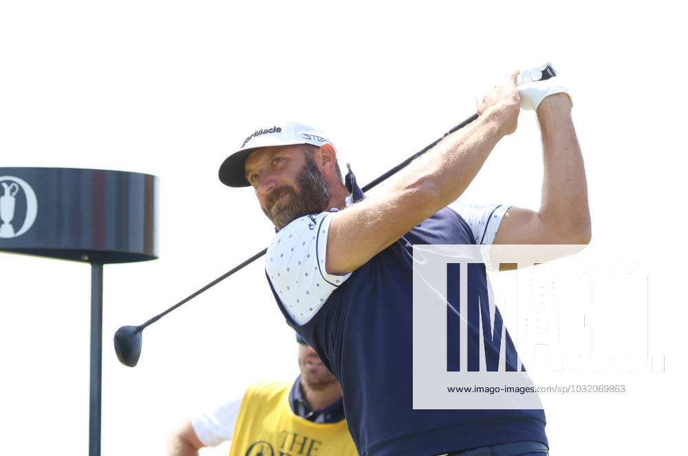 American Dustin Johnson tees off on the second hole on the first day at the 151st Open Championship at Royal Liverpool Golf Club in Hoylake, England on Thursday, July 20, 2023. LON2023072037 HUGOxPHILPOTT