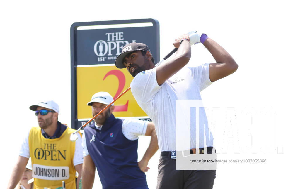 American Sahith Theegala tees off on the second hole on the first day at the 151st Open Championship at Royal Liverpool Golf Club in Hoylake, England on Thursday, July 20, 2023. LON2023072045 HUGOxPHILPOTT