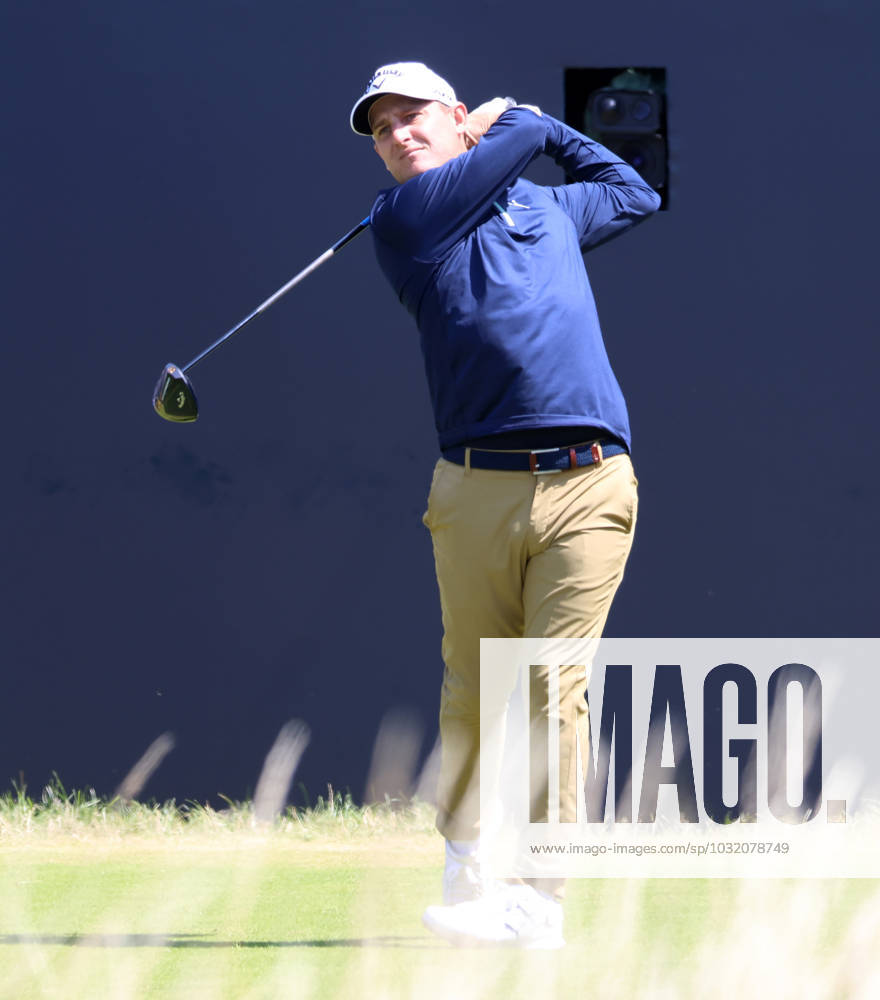 Argentina s Emiliano Grillo drives on the 1st tee on the first day at the 151st Open Championship at Royal Liverpool Golf Club in Hoylake, England on Thursday, July 20, 2023. Grillo is joint leader on five under par. LON20230720128 HUGOxPHILPOTT
