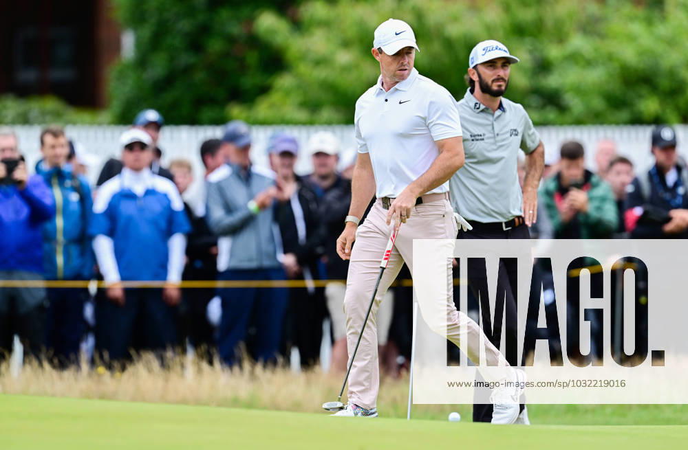 Mandatory Credit: Photo by Greig Cowie Shutterstock (14015635ay) Rory McIlroy walks up on the 2nd Green with Max Homa The British Open Championship, Day Three, Golf, Royal Liverpool Golf Club, Liverpool, UK - 22 Jul 2023 The British Open Championship, Day Three, Golf, Royal Liverpool Golf Club, Liverpool, UK - 22 Jul 2023