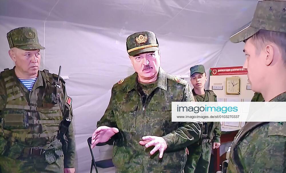 KW34 President of Belarus Alexander Lukashenko. Tension on the western borders with Belarus. Photo from the TV screen 08 22 2020. VictorxLisitsyn