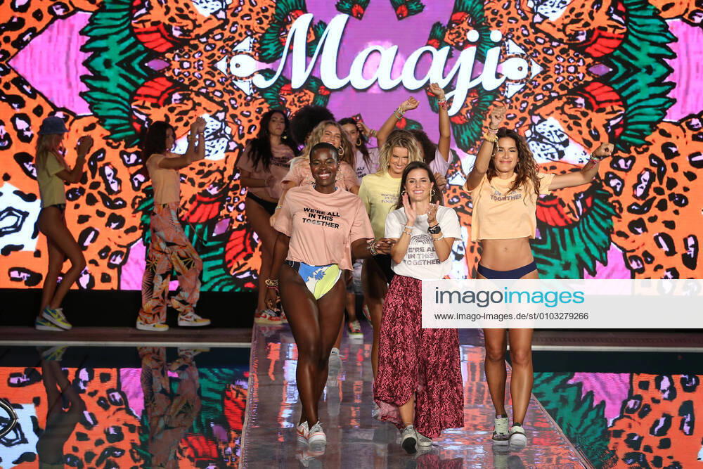 MIAMI, FLORIDA - AUGUST 23: (NO SALES NEW YORK POST) A model walks the runway during Maaji Swimwear Show - Paraiso Miami Beach 2020 on August 23, 2020 in Miami, Florida....People: Model Miami Beach United States Of America - ZUMAs214 20200823_zba_s214_312