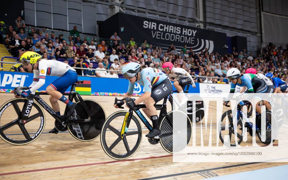Belgian Katrijn De Clercq pictured in action during the Women Elite Madison race at the UCI World Championships Cycling, in Glasgow, Scotland, Monday 07 August 2023. UCI organizes the worlds with all cycling disciplines, Road cycling, Rad, Radsport, Strasse indoor cycling, mountain bike, BMX racing, road para-cycling and indoor para-cycling, in Glasgow from 03 to 13 August. DAVIDxPINTENS x71725774x
