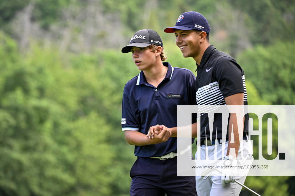 Louis Klein, left, and David Tomi of Czech Republic during the men s Czech Open golf tournament, Czech PGA, Golf Herren Tour, Beroun, Czech Republic, August 20, 2023. (CTKxPhoto VitxSimanek) CTKPhotoP2023082004331 CTKPhotoP2023082004331