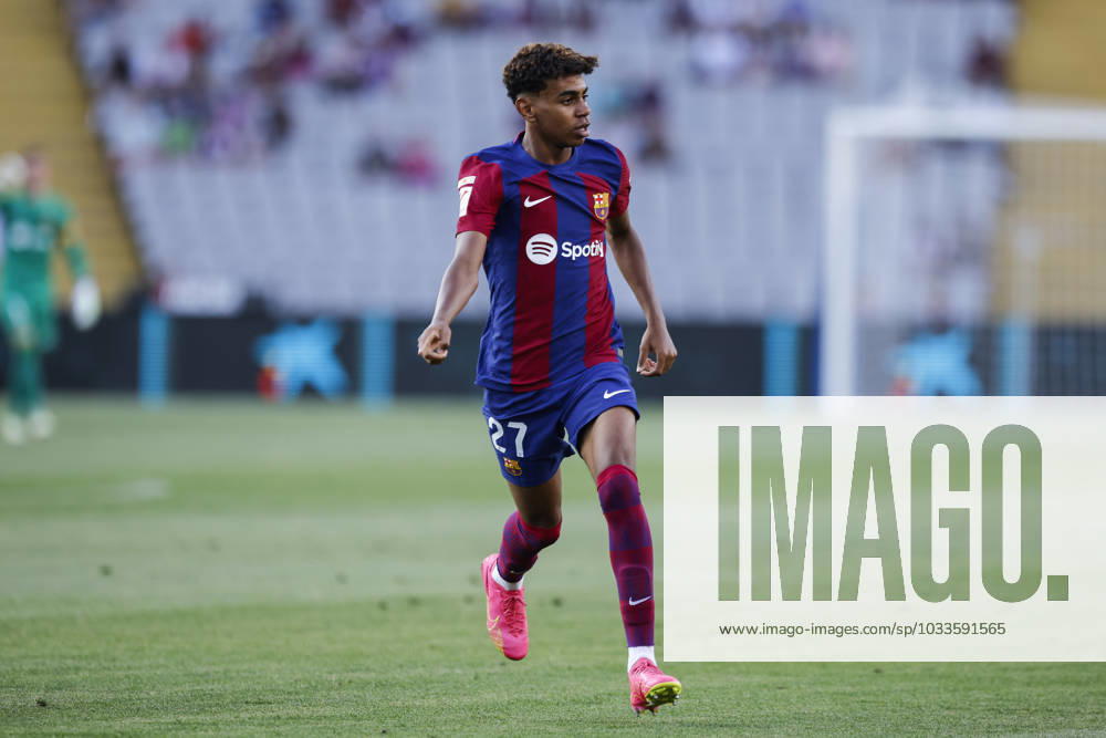 Lamine Yamal FC Barcelona, Barca during the Spanish La Liga match between FC Barcelona v Cadiz CF at Estadi Olimpic Lluis Companys in Barcelona, Spain, on August 20th, 2023. Barcelona Estadi Olimpic Lluis Companys Catalonia Spain