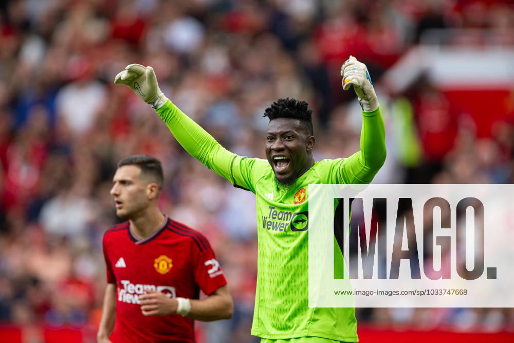 Football - FA Premier League - Manchester United, ManU FC v Nottingham Forest FC MANCHESTER, ENGLAND - Saturday, August 26, 2023: Manchester United s goalkeeper Andrà Onana during the FA Premier League match between Manchester United FC and Nottingham Forest FC at Old Trafford. MANCHESTER Old Trafford GREATER MANCHESTER ENGLAND