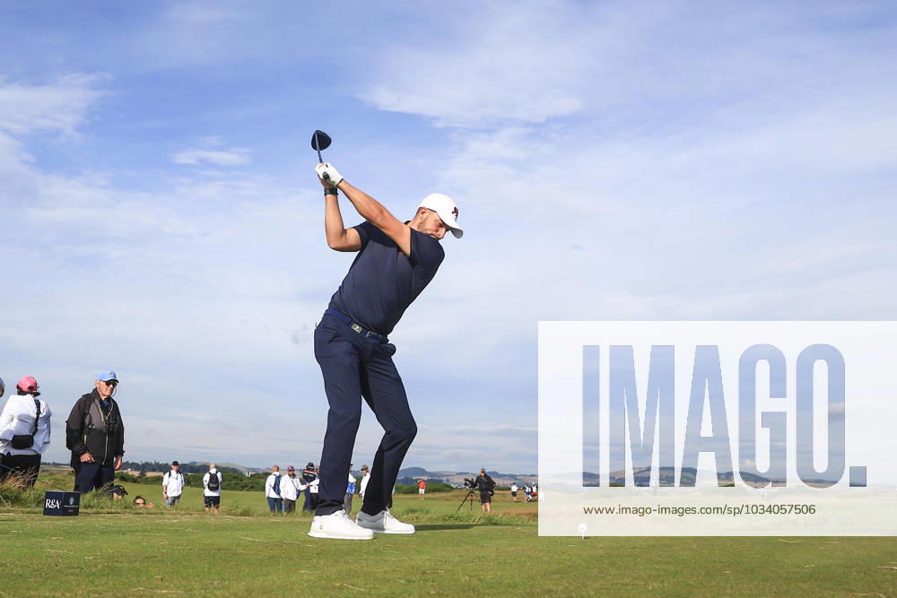 3rd September 2023; Old Course at St Andrews, St Andrews, Fife, Scotland; Walker Cup, Final Round; Alex Maguire of Great Britain and Ireland tees off on the sixth hole on the Old Course, St Andrews, during a foursomes match ActionPlus12550365 DavidxYoung