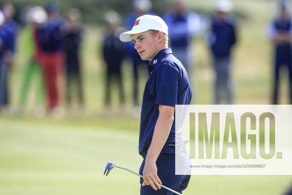 3rd September 2023; Old Course at St Andrews, St Andrews, Fife, Scotland; Walker Cup, Final Round; Connor Graham of Great Britain and Ireland reacts after missing a putt on the 16ht green on the Old Course, St Andrews, during a foursomes match ActionPlus12550395 DavidxYoung