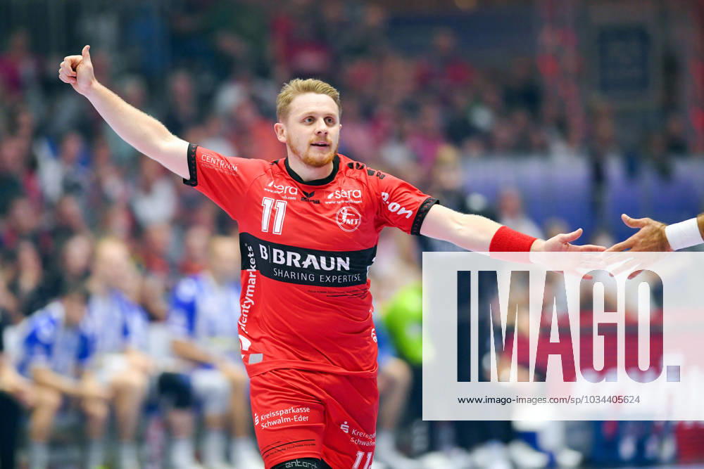 Jubel bei Dimitri Ignatow (MT Melsungen 11) , GER, MT Melsungen - TVB Stuttgart, Handball, 1. Bundesliga, 5. Spieltag, Saison 2023 2024, 15.09.2023 GER, MT Melsungen - TVB Stuttgart, Handball, 1. Bundesliga, 5. Spieltag, Saison 2023 2024, 15.09.2023 Kassel