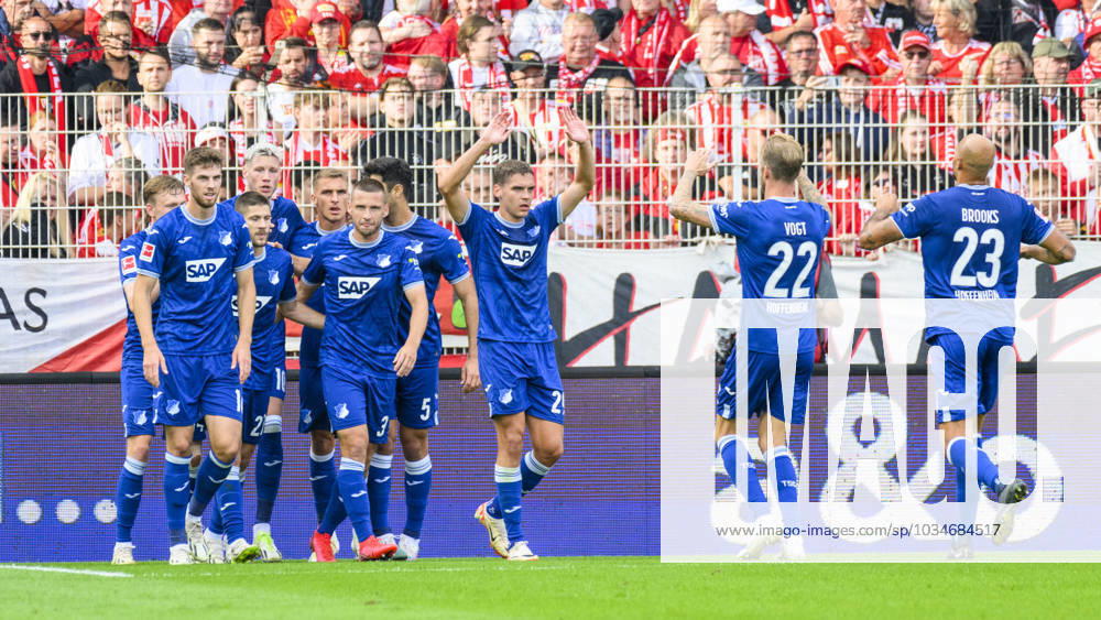 Andrej Kramaric ( TSG Hoffenheim 27), Trifft zum 0:1, 11, Elfer, Elfmeter, Tor, Tor, Treffer, drin, Jubel, Torjubel, Freude, Begeisterung, GER, 1.FC Union Berlin vs TSG 1899 Hoffenheim, 1. Bundesliga, 5. Spieltag, Saison - Spielzeit 2023 2024, 23.09..2023, DFL REGULATIONS PROHIBIT ANY USE OF PHOTOGRAPHS AS IMAGE SEQUENCES AND OR QUASI-VIDEO, GER, Berlin, 1.FC Union Berlin vs TSG 1899 Hoffenheim, 5. Spieltag, 1. Bundesliga, Spielzeit 2023 2024, 23.09.2023, Berlin