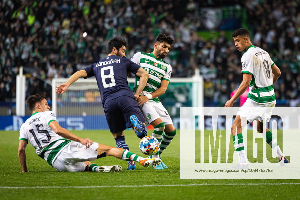 Manu Ugarte, Ilkay Gundogan, Ricardo Esgaio, Matheus Nunes during UEFA Champions League 21 22 game between Sporting CP and Manchester City FC at Estadio Jose Alvalade, Lisbon, Portugal. (Maciej Rogowski) Lisbon Estadio Jose Alvalade Portugal