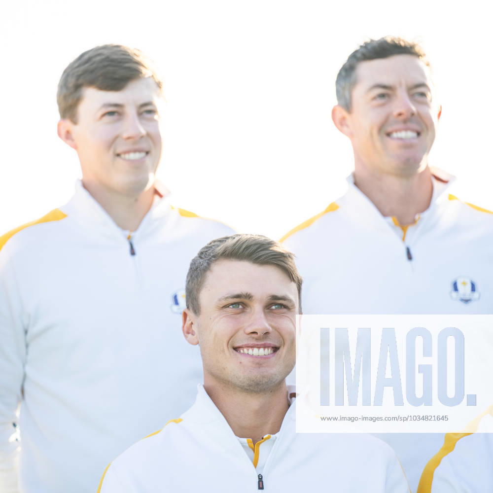 Ludvig Aberg of Team Europe poses for a team photo with team mates ahead of a training session during day -3 of the Ryder Cup on September 26, 2023 in Rome. Photo: Mathias Bergeld BILDBYRAN kod MB MB0731 golf ryder cup träning practice training day -3 bbeng