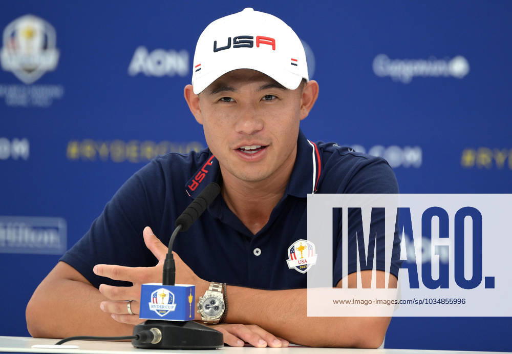 US team s player Collin Morikawa attends a press conference, PK, Pressekonferenz during the 2023 Ryder Cup golf tournament at Marco Simone Golf Club in Guidonia, near Rome, Italy, 27 September 2023. The 44th Ryder Cup matches between the US and Europe will be held in Italy from 29 September to 01 October 2023. ANSA ETTORE FERRARI 2023 Ryder Cup golf tournament - ZUMAa110 20230927_zaf_a110_041