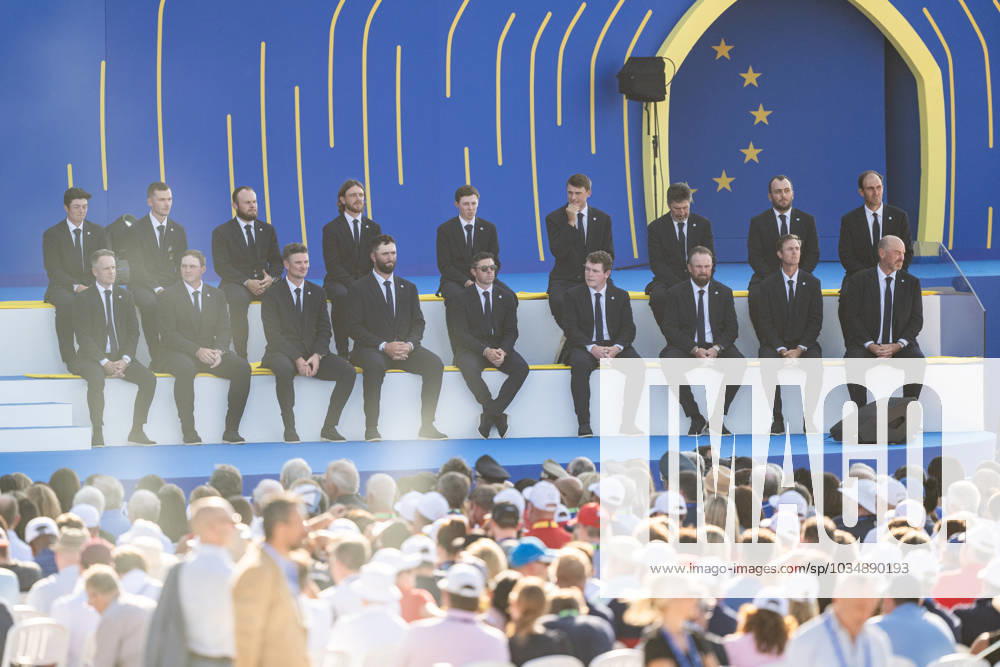 Team Europe at the opening ceremony during day -1 of the Ryder Cup on September 28, 2023 in Rome. Photo: Mathias Bergeld BILDBYRAN kod MB MB0734 golf ryder cup träning practice training day -1 bbeng