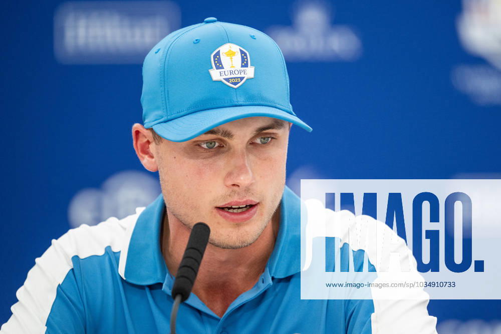 Ludvig Aberg of Team Europe at a press conference, PK, Pressekonferenz during the first round of the Ryder Cup on September 29, 2023 in Rome. Photo: Mathias Bergeld BILDBYRAN kod MB MB0736 golf ryder cup day 1 bbeng round 1 presskonferens press conference