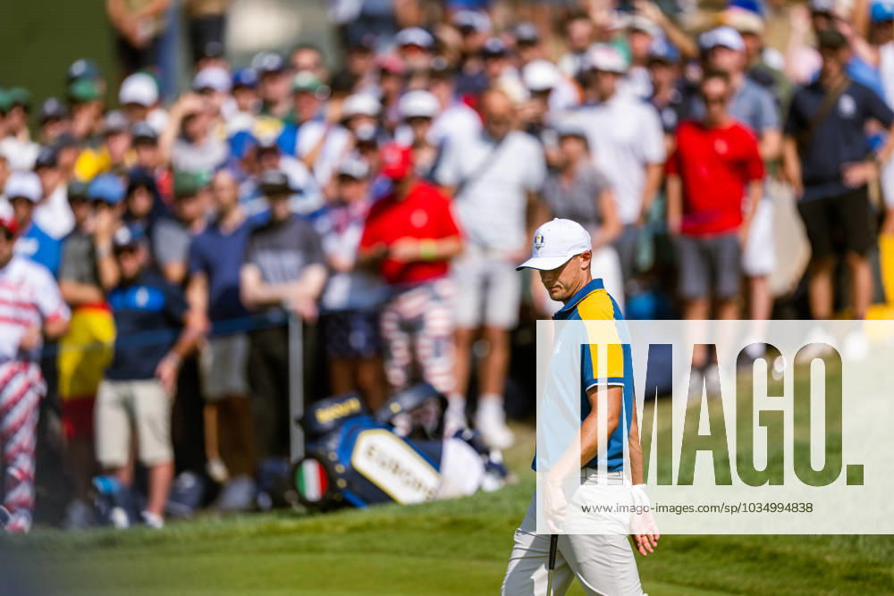 Ludvig Aberg of Team Europe in a singles match during day three of the Ryder Cup on October 1, 2023 in Rome. Photo: Mathias Bergeld BILDBYRAN kod MB MB0738 golf ryder cup day 3 bbeng