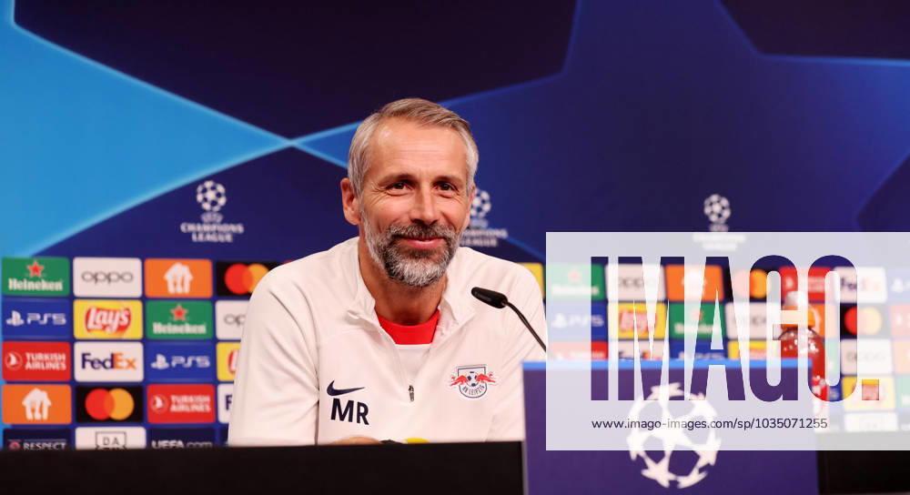 RB Leipzig PK Champions League Leipzig, 03.10.2023, Red Bull Arena, UEFA Champions League , RB Leipzig Pressekonferenz am Vortag von RBL v. Manchester City , Im Bild: Trainer Marco Rose (RB Leipzig) ,