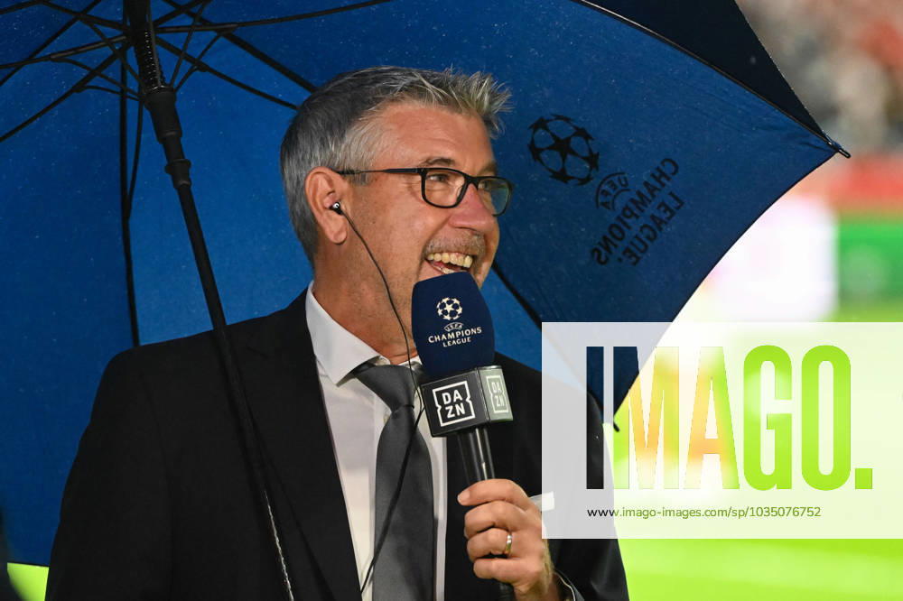 Fussball, Herren, Saison 2023 2024, UEFA Champions League (Gruppe C, 2. Spieltag), 1. FC Union Berlin - Sporting Braga, v. l. Trainer Urs Fischer (1. FC Union Berlin) im Interview, gives an interview, 03.10. 2023,