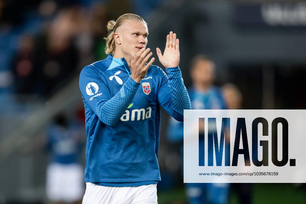 Erling Braut Haaland of Norway ahead of the UEFA EURO, EM, Europameisterschaft,Fussball Qualifier, EM, Europameisterschaft football match between Norway and Georgia on September 12, 2023 in Oslo. Photo: Marius Simensen BILDBYRAN COP 238 VG0521 bbeng football soccer fotboll fotball uefa euro qualifier landskamp emkval em-kvalifisering em-kvalik georgien georgia norge norway