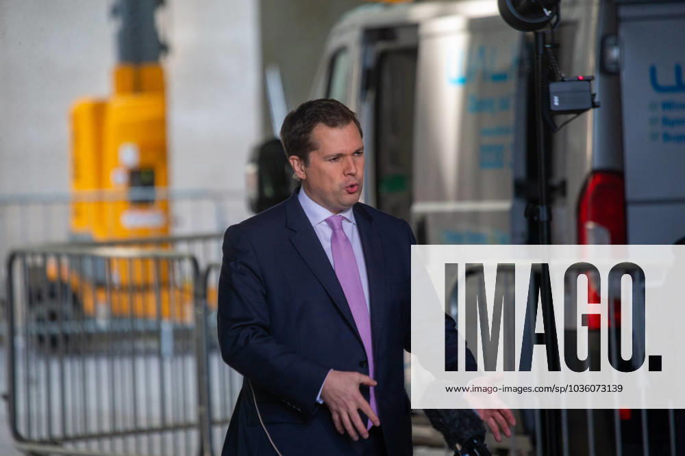 Minister for Immigration ROBERT JENRICK is seen outside BBC as he appears on Sunday With Laura Kuenssberg. London United Kingdom - ZUMAs262 20231022_zip_s262_032