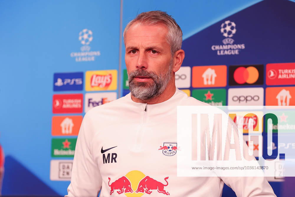 RB Leipzig PK Champions League Leipzig, 24.10.2023, RB Leipzig Fußball-Akademie, UEFA Champions League , RB Leipzig Pressekonferenz am Vortag von RBL v. Roter Stern Belgrad (Fudbalski klub Crvena zvezda) , Im Bild: Trainer Marco Rose (RB Leipzig) ,