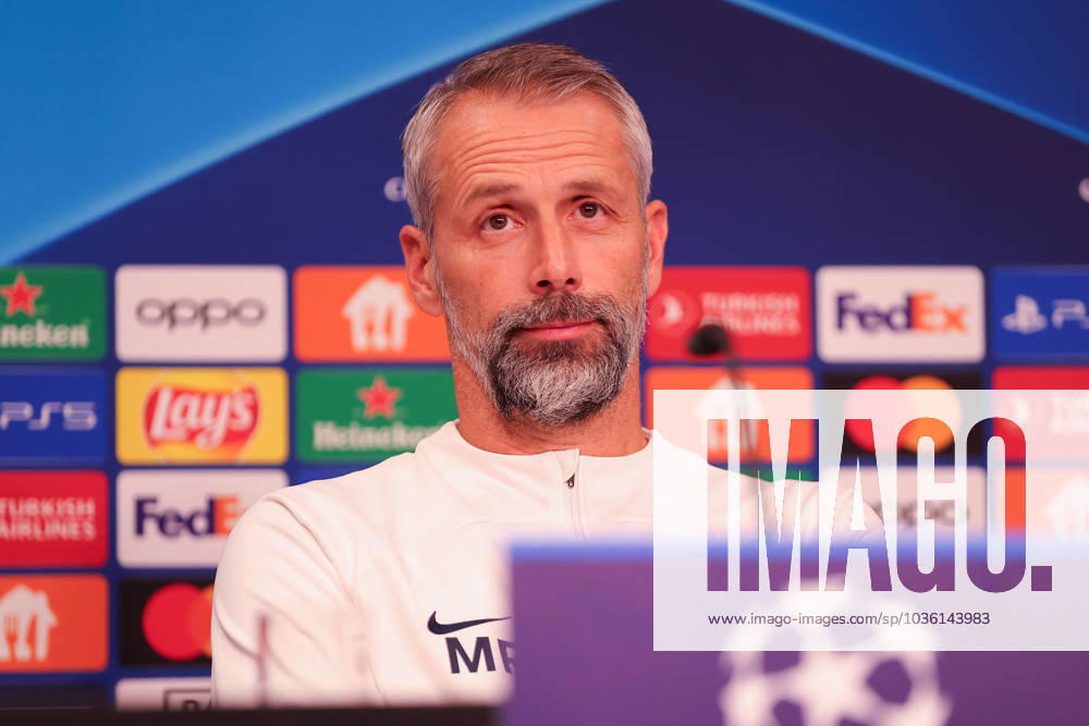 RB Leipzig PK Champions League Leipzig, 24.10.2023, RB Leipzig Fußball-Akademie, UEFA Champions League , RB Leipzig Pressekonferenz am Vortag von RBL v. Roter Stern Belgrad (Fudbalski klub Crvena zvezda) , Im Bild: Trainer Marco Rose (RB Leipzig) ,