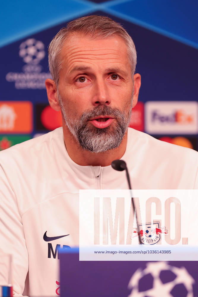 RB Leipzig PK Champions League Leipzig, 24.10.2023, RB Leipzig Fußball-Akademie, UEFA Champions League , RB Leipzig Pressekonferenz am Vortag von RBL v. Roter Stern Belgrad (Fudbalski klub Crvena zvezda) , Im Bild: Trainer Marco Rose (RB Leipzig) ,