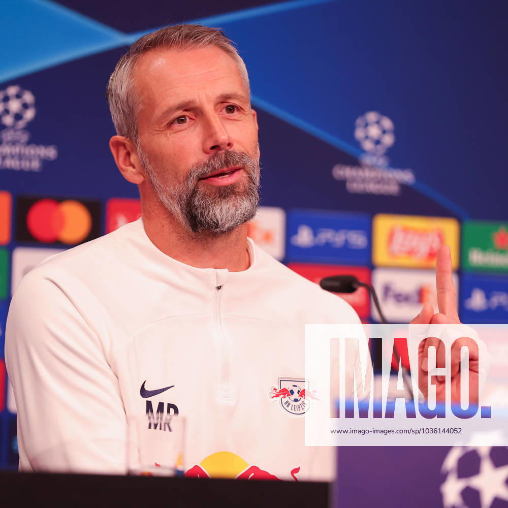 RB Leipzig PK Champions League Leipzig, 24.10.2023, RB Leipzig Fußball-Akademie, UEFA Champions League , RB Leipzig Pressekonferenz am Vortag von RBL v. Roter Stern Belgrad (Fudbalski klub Crvena zvezda) , Im Bild: Trainer Marco Rose (RB Leipzig) ,