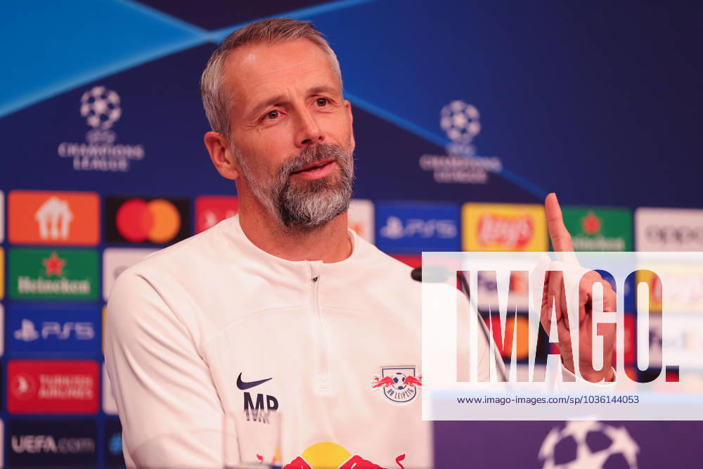 RB Leipzig PK Champions League Leipzig, 24.10.2023, RB Leipzig Fußball-Akademie, UEFA Champions League , RB Leipzig Pressekonferenz am Vortag von RBL v. Roter Stern Belgrad (Fudbalski klub Crvena zvezda) , Im Bild: Trainer Marco Rose (RB Leipzig) ,