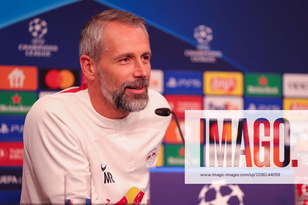 RB Leipzig PK Champions League Leipzig, 24.10.2023, RB Leipzig Fußball-Akademie, UEFA Champions League , RB Leipzig Pressekonferenz am Vortag von RBL v. Roter Stern Belgrad (Fudbalski klub Crvena zvezda) , Im Bild: Trainer Marco Rose (RB Leipzig) ,