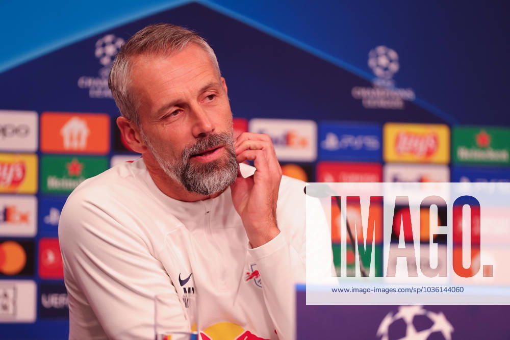RB Leipzig PK Champions League Leipzig, 24.10.2023, RB Leipzig Fußball-Akademie, UEFA Champions League , RB Leipzig Pressekonferenz am Vortag von RBL v. Roter Stern Belgrad (Fudbalski klub Crvena zvezda) , Im Bild: Trainer Marco Rose (RB Leipzig) ,