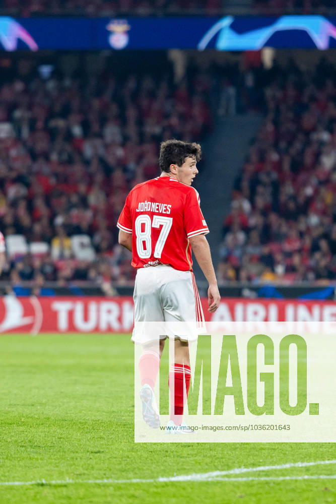 UEFA Champions League 2023 24: Benfica Vs Real Sociedad in Lisbon, Portugal - 24 Oct 2023 João Neves of SL Benfica seen during the UEFA Champions League 2023 24 match between Benfica and Real Sociedad at Estádio do Lisboa e Benfica. Final score; Benfica 0:1 Real Sociedad. Lisbon Portugal