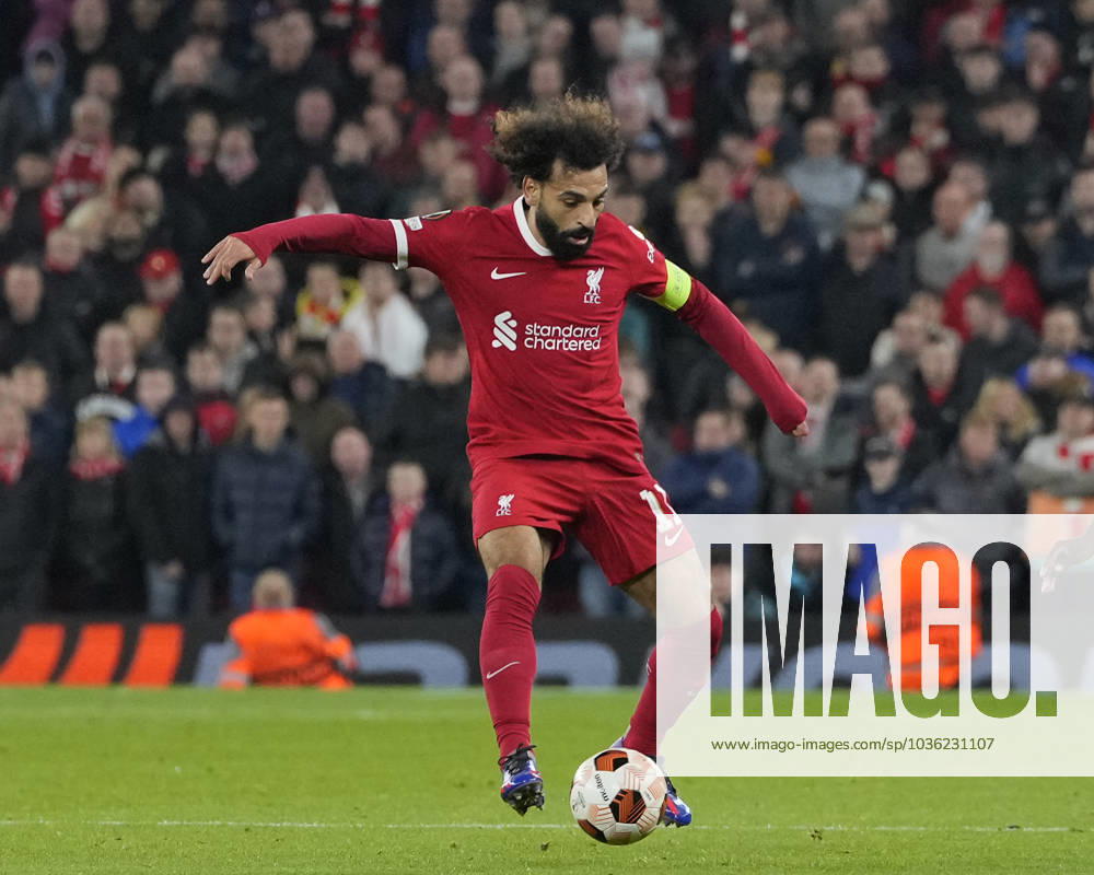 UEFA Europa League Liverpool v Toulouse Mohamed Salah 11 of Liverpool during the UEFA Europa League match Liverpool vs Toulouse at Anfield, Liverpool, United Kingdom, 26th October 2023 (Photo by Steve Flynn News Images) Liverpool Anfield Merseyside United Kingdom