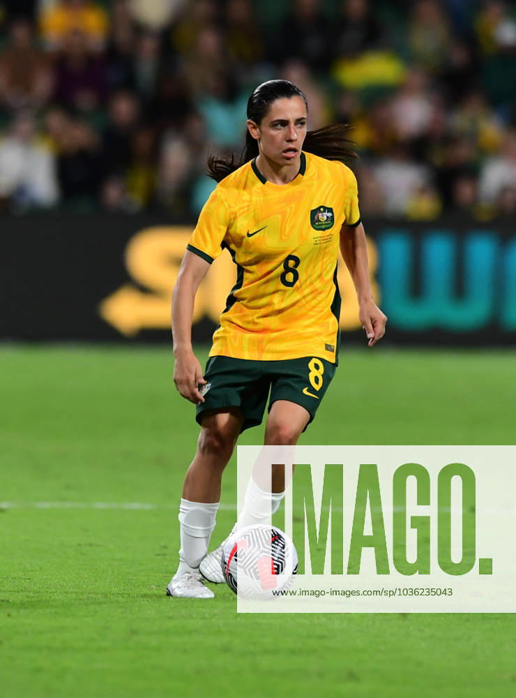 Alexandra Chidiac of the Australia women s football team is seen in action during the 2024 AFC Women s football Olympic Qualifying Round 2 Group A match between Australia and Islamic Republic of Iran held at the Perth Rectangular Stadium. .Final score Australia 2:0 Islamic Republic of Iran. Perth Australia - ZUMAs197 20231026_aaa_s197_193