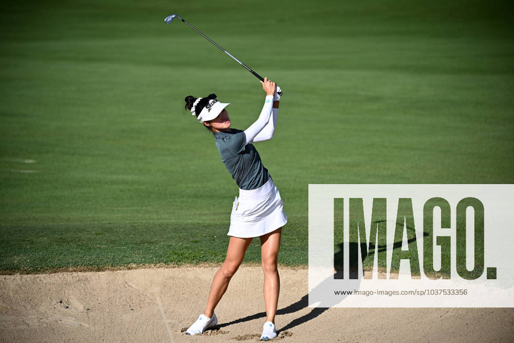 GOLF AUSTRALIAN OPEN, Grace Kim of Australia plays a shot from the bunker on the 12th fairway during Round 2 of the Women?s Australian Open 2023 at the Lakes Golf Club in Sydney, Friday, December 1, 2023. ( NO ARCHIVING, , NO USE IN BOOKS WITHOUT CONSENT SYDNEY NEW SOUTH WALES AUSTRALIA