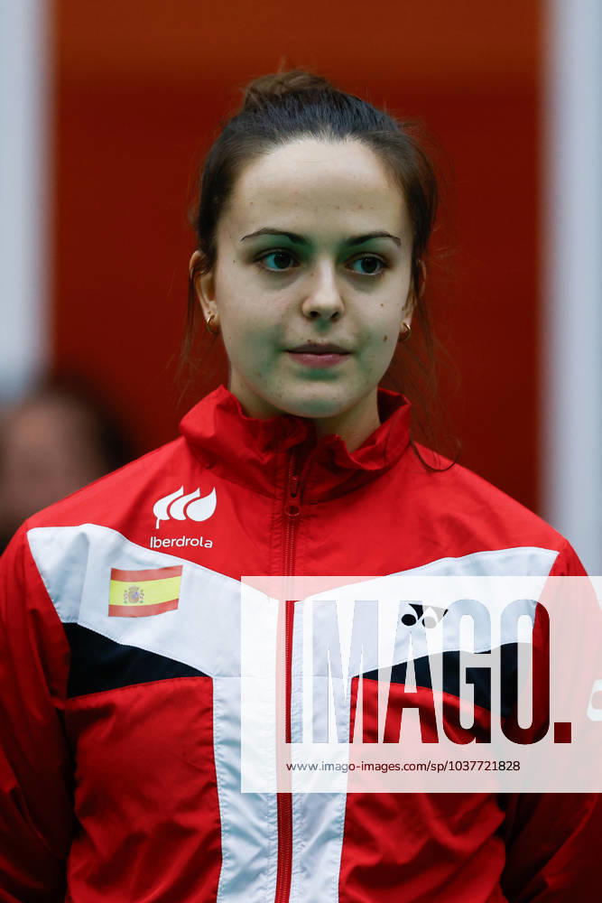 Lucia Rodriguez poses for photo during the Iberdrola 2024 European Women s Team Championships - Qualification Stage of Badminton celebrated at CSD building on December 06, 2023, in Madrid, Spain. MADRID SPAIN - ZUMAa181 20231206_zaa_a181_047